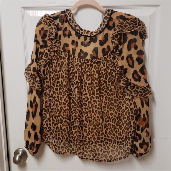 NWT Wonderful ruffle sleeve leopard print top - Picture 4 of 4